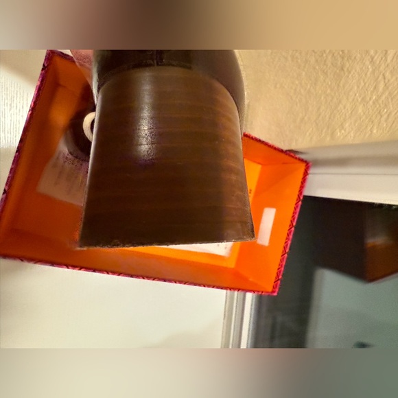 Tory Burch Maroon and Gold Studded Loafers - Picture 3 of 10